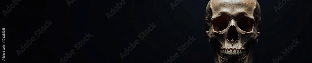 Skull on black background with subtle gradient effect, skull, macabre Skull on black background with subtle gradient effect, skull, macabre