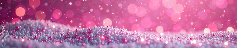 Pink and white glitters in a festive holiday atmosphere, colorful scenery, white glitter Pink and white glitters in a festive holiday atmosphere, colorful scenery, white glitter
