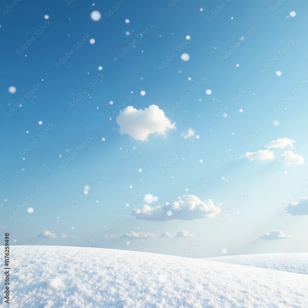 custom made wallpaper toronto digitalLight snow falls in a clear blue sky with fluffy white clouds, serene, calm, light