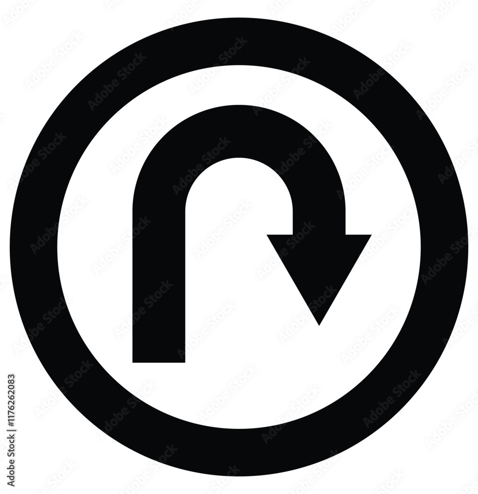 Left U-turn ahead traffic sign road. U-Turn road sign. u turn arrow collection for web, mobile apps vector. traffic sign Vector illustration Left U-turn ahead traffic sign road. U-Turn road sign. u turn arrow collection for web, mobile apps vector. traffic sign Vector illustration