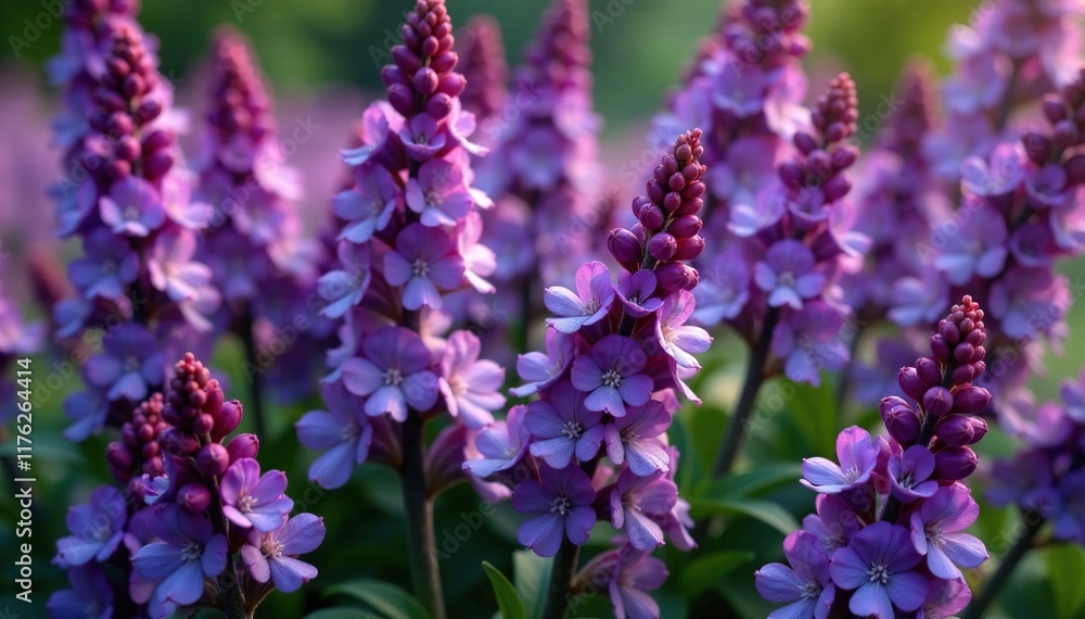 Obraz premium Dense purple flowers, clusters of small blooms, garden, plant