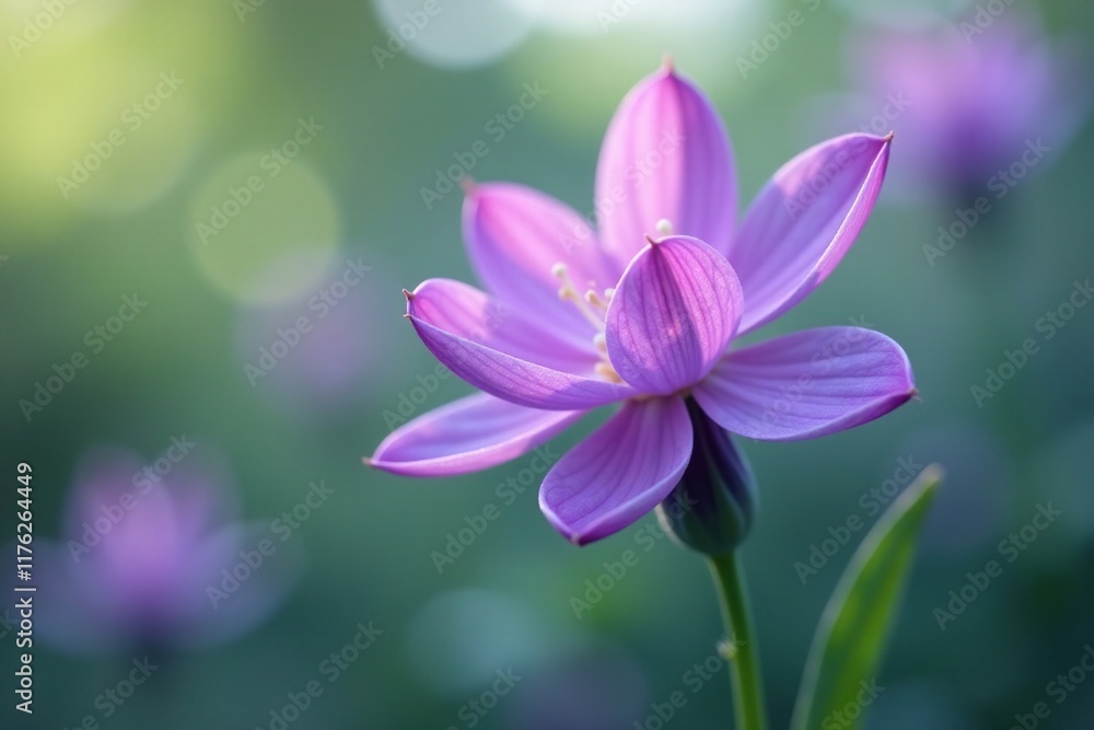 Delicate purple flower with curved petals unfolding, delicate, purple Delicate purple flower with curved petals unfolding, delicate, purple