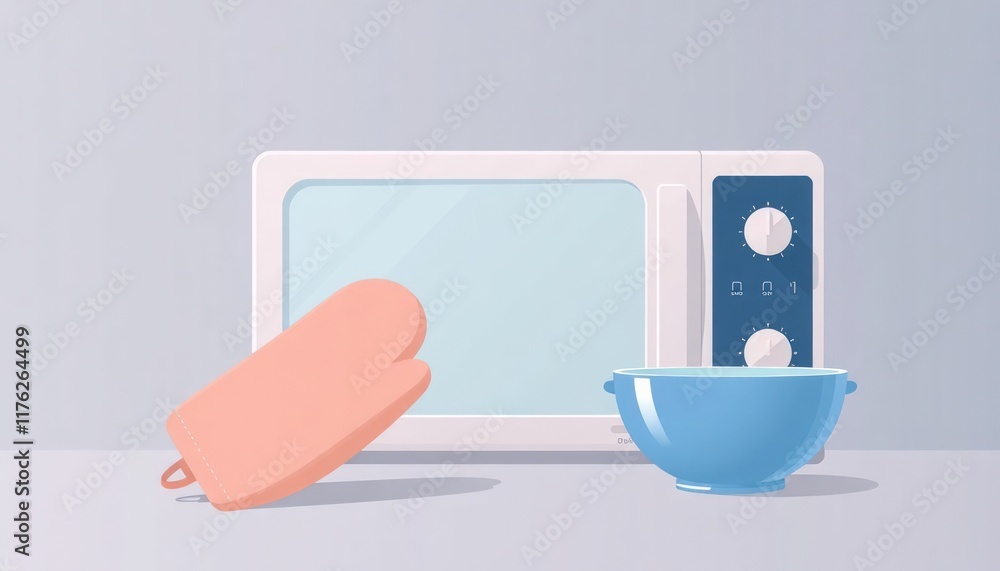 Kitchen Tools Icon Set. Set of a microwave, oven mitt, and mixing bowl with soft gradients. Kitchen Tools Icon Set. Set of a microwave, oven mitt, and mixing bowl with soft gradients.
