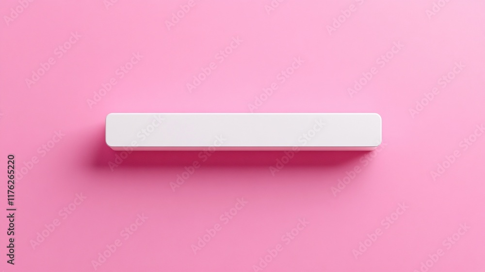 A simple white rectangular object on a pink background. A simple white rectangular object on a pink background.