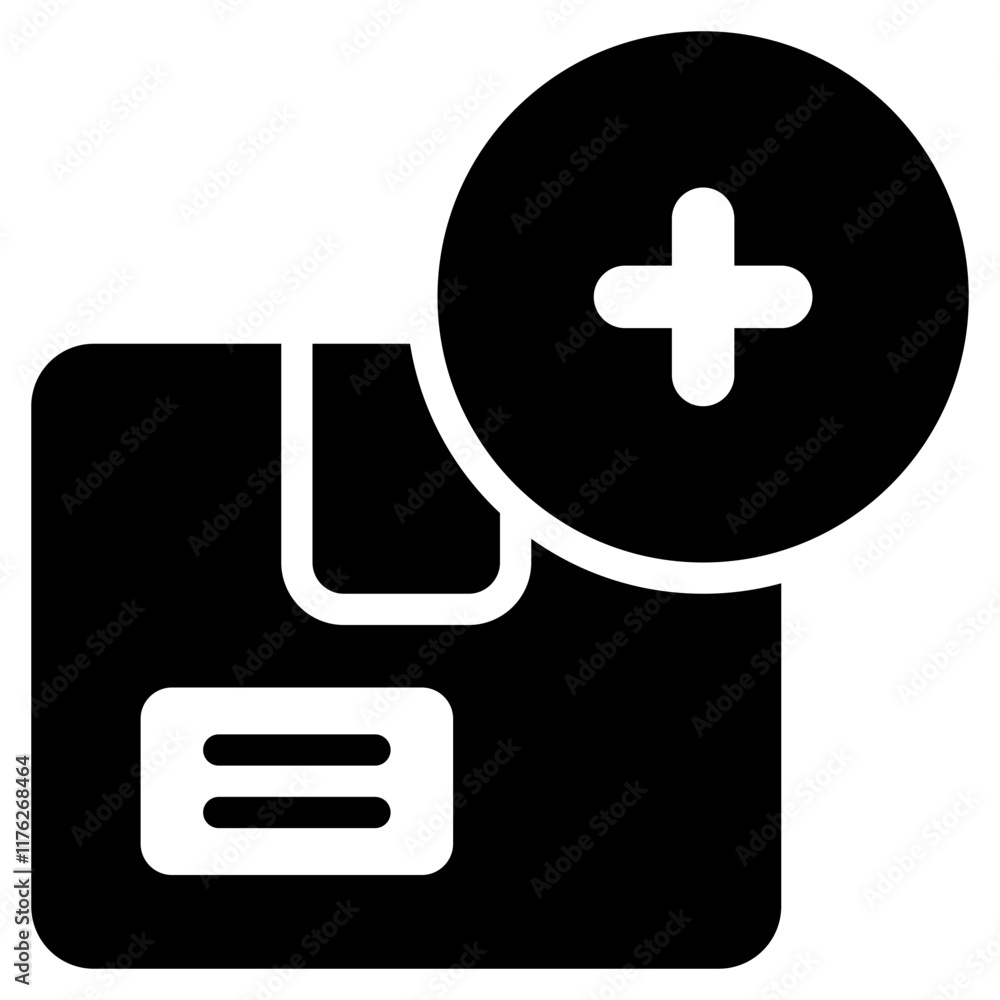 Obraz premium box package add shoping online solid glyph icon