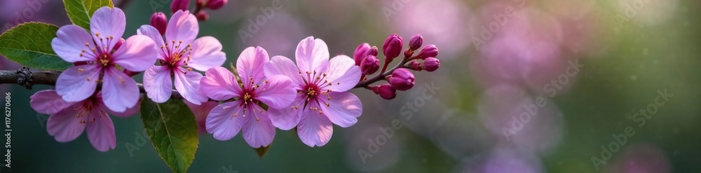 Delicate purple flowers bloom on Crepe Myrtle branches, garden, nature Delicate purple flowers bloom on Crepe Myrtle branches, garden, nature