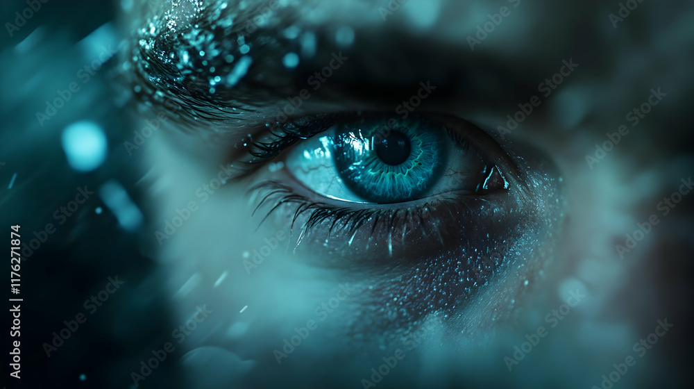 A captivating close-up of a piercing blue eye, evoking emotions and thoughts beneath the surface. A captivating close-up of a piercing blue eye, evoking emotions and thoughts beneath the surface.