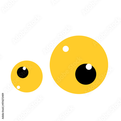 Cartoon cute eyes of a creature  animal or a cat  scared or amazed emotion