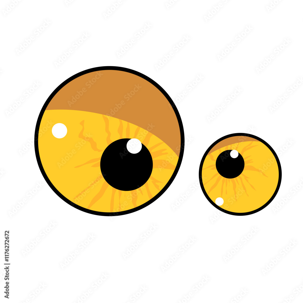 Cartoon cute eyes of a creature animal or a cat scared or amazed emotion Cartoon cute eyes of a creature animal or a cat scared or amazed emotion