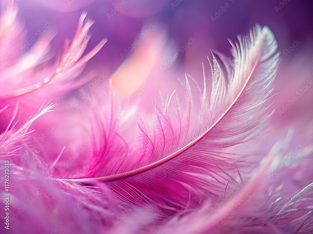 Fototapeta premium Miniature Pink Feather Texture Background: Tilt-Shift Photography