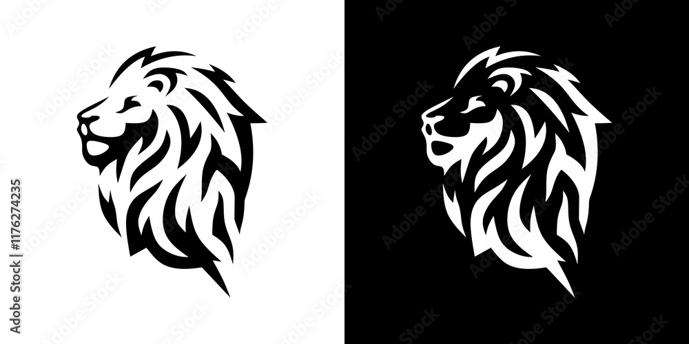 Fototapeta premium abstract vector logo design template illustration simple modern logo icon lion wild animal