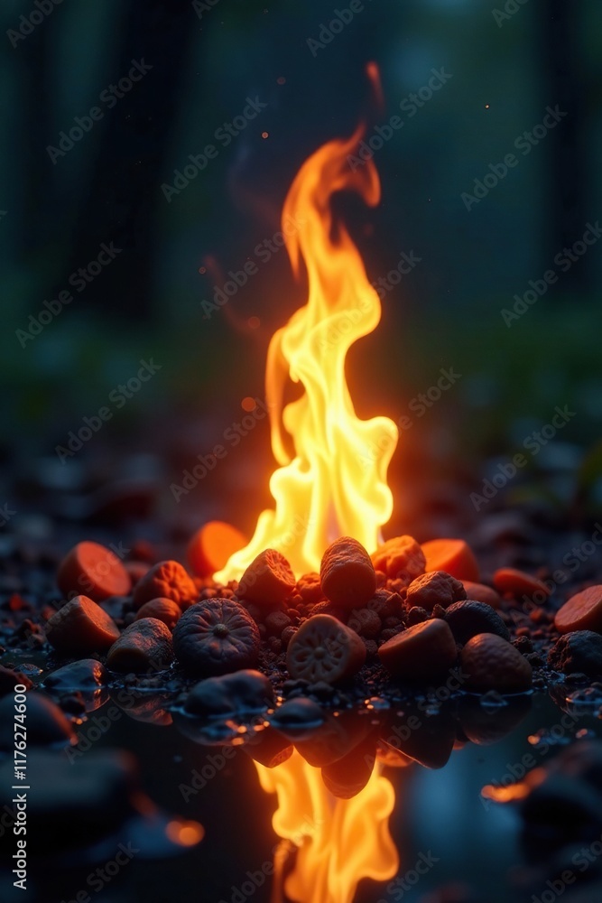 Soft flame rises from the darkness in a peaceful scene, , nature, flame Soft flame rises from the darkness in a peaceful scene, , nature, flame