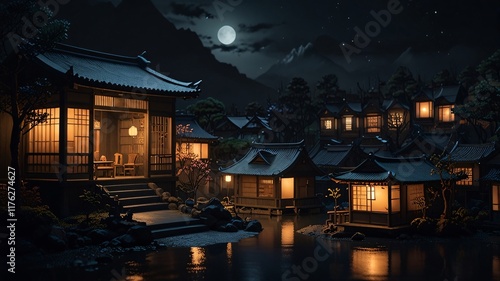 Noir Image Dark Mysterious City Village Anime Game Scene