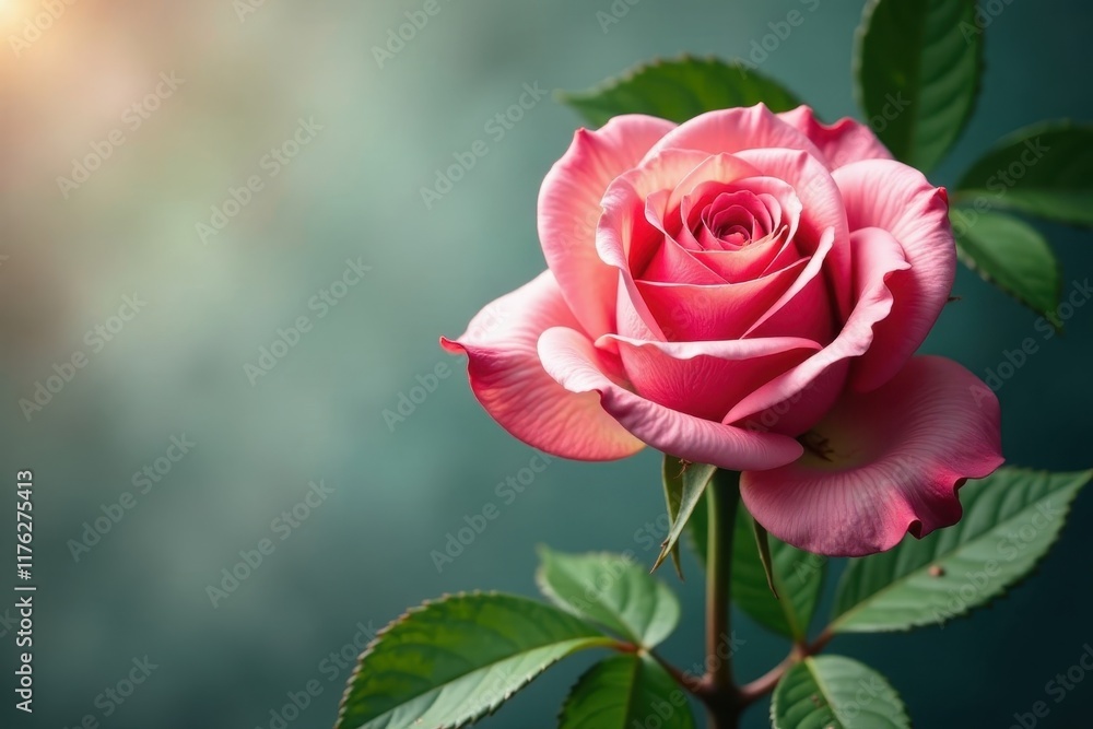Elegant rose with leafy greens framing its beauty, botanical, greenery Elegant rose with leafy greens framing its beauty, botanical, greenery