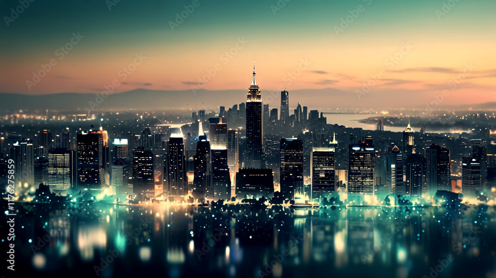 Fototapeta premium panorama of the city at night
