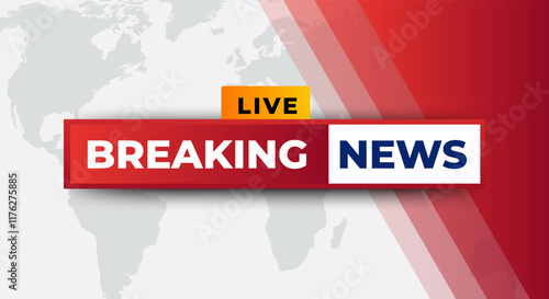 Breaking News background template for television with red  background,earth background,tv news broadcast.Vector design. Multimedia.Technology