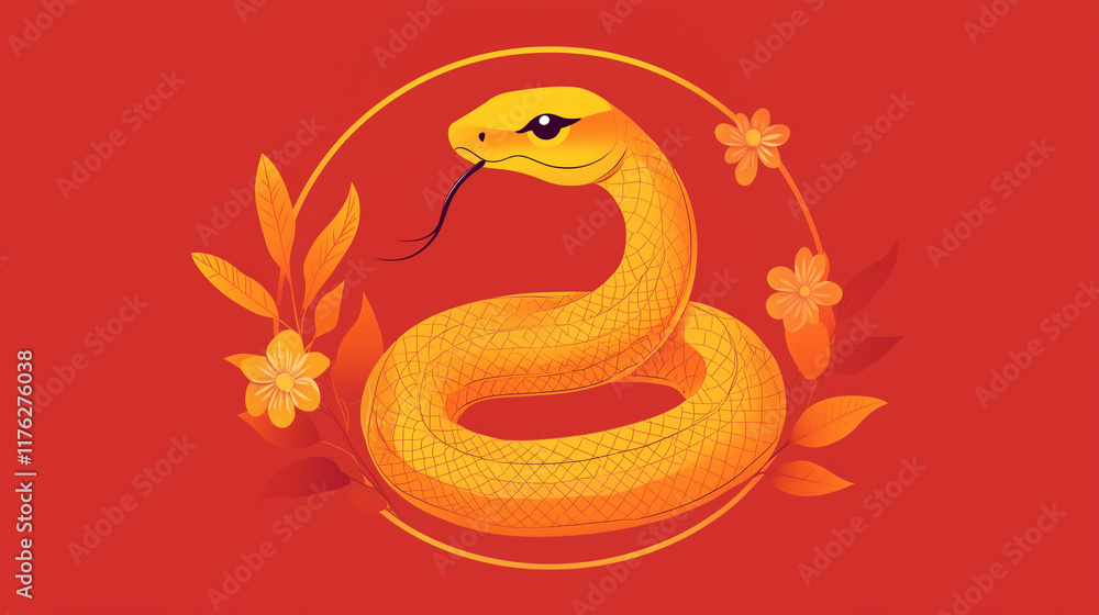 Fototapeta premium Welcome the Year of the Snake 2025 this Chinese New Year with glowing lanterns, symbols of wisdom, prosperity, and new beginnings. Let the snake’s energy guide you to success, wealth, and happiness. 