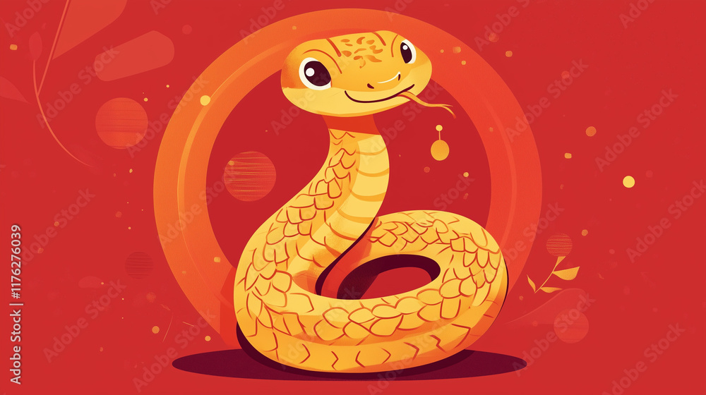 Fototapeta premium Welcome the Year of the Snake 2025 this Chinese New Year with glowing lanterns, symbols of wisdom, prosperity, and new beginnings. Let the snake’s energy guide you to success, wealth, and happiness. 