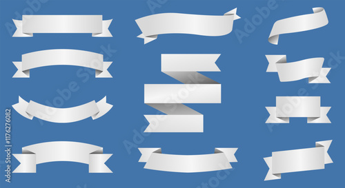White ribbon banners set. Vector illustration for advertising luxury style. vector