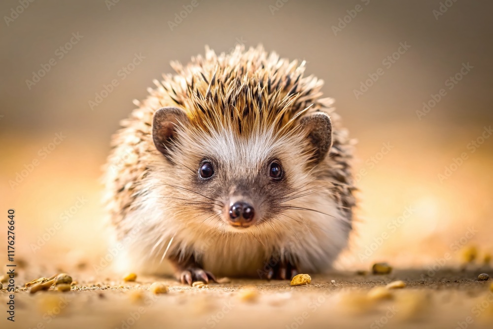 Fototapeta premium Minimalist Hedgehog Portrait: A Tiny Prickly Friend in Nature