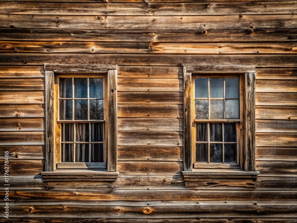 Minimalist Rustic Log Cabin Windows: Two Old Wooden House Windows Minimalist Rustic Log Cabin Windows: Two Old Wooden House Windows