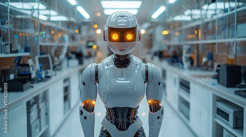 Wallpaper Mural Futuristic female robot in a modern laboratory. Torontodigital.ca