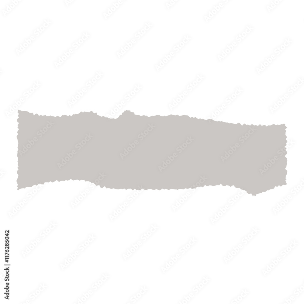 Ripped notepad sheets with delicate floral decorations, adhesive tape pieces and pushpins. Various torn ruled paper scraps. Realistic ripped paper strip. Vector illustration