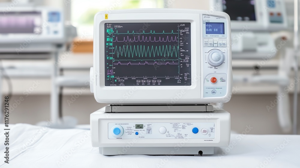 A modern medical monitor displays vital signs in a hospital setting, illustrating advanced healthcare technology and the importance of patient monitoring in medical environments. A modern medical monitor displays vital signs in a hospital setting, illustrating advanced healthcare technology and the importance of patient monitoring in medical environments.