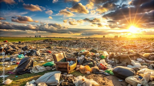 Wallpaper Mural Panoramic View of Illegal Garbage Dumping in a Field - Environmental Pollution Torontodigital.ca