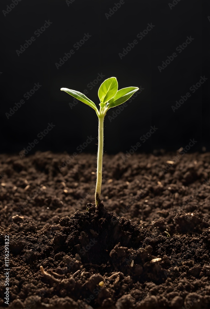 Fototapeta premium Seedling in Dark Soil