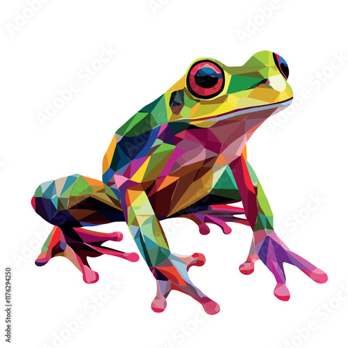 Colorful Low Poly Frog Vector illustration