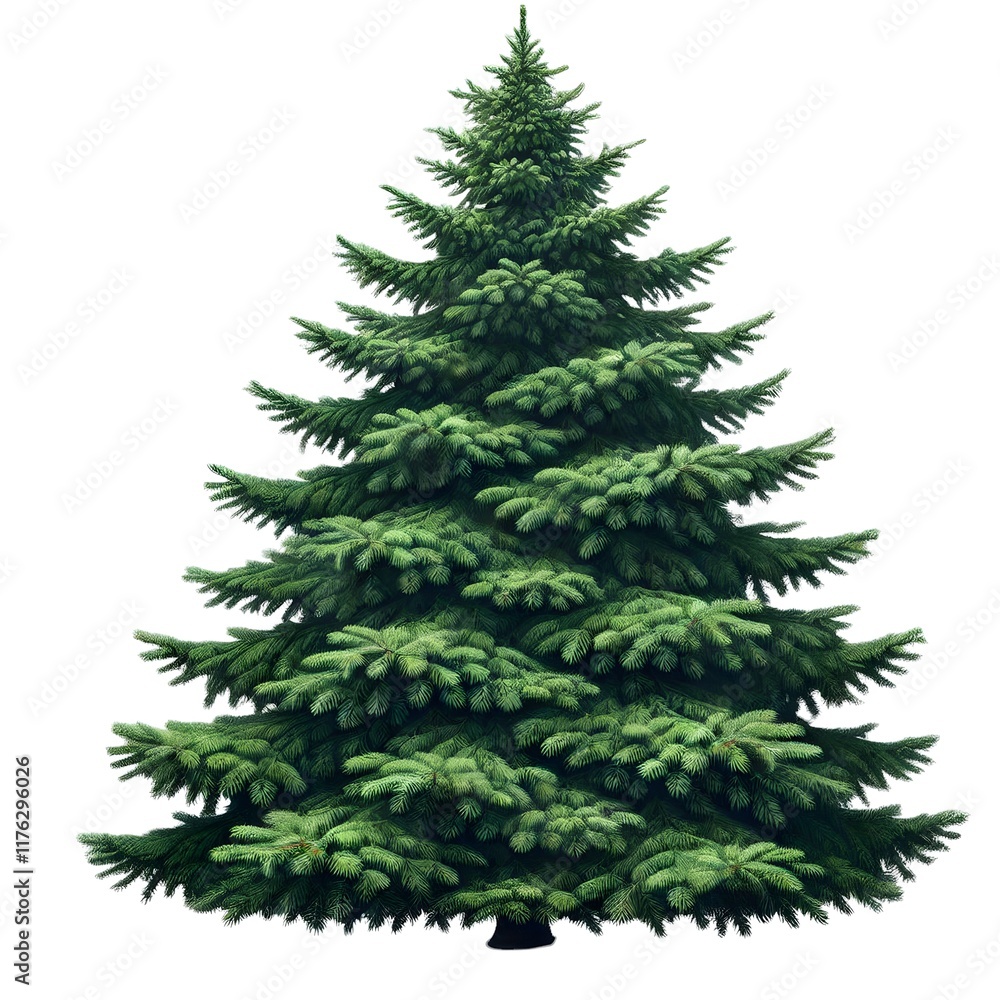 Fototapeta premium Realistic Lush Pine Tree Illustration on Transparent Background