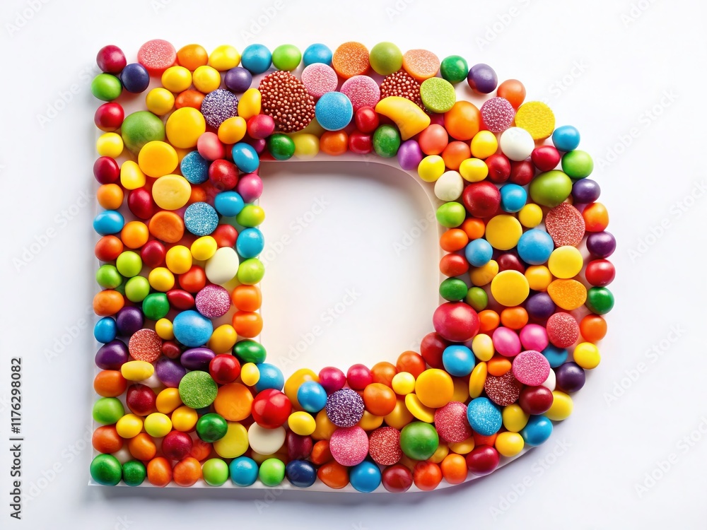 Playful Candy Letter D Stock Photo - Sweet Alphabet Design on White Playful Candy Letter D Stock Photo - Sweet Alphabet Design on White