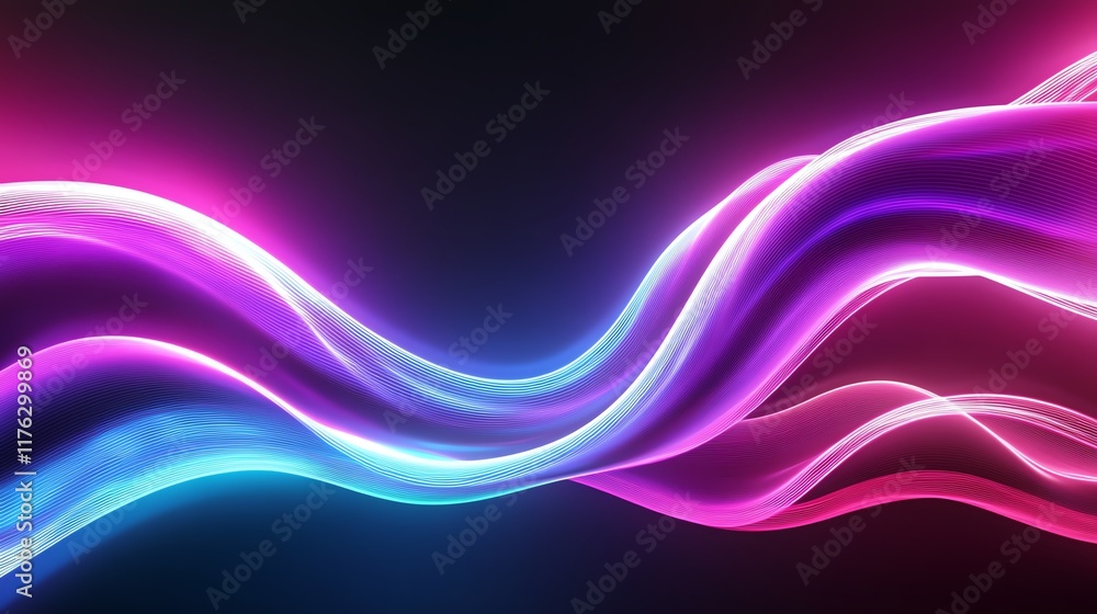 Naklejka premium Futuristic neon circuit patterns with glowing wires, scifi technological theme