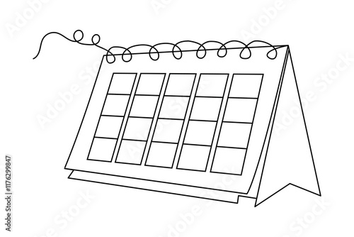 Table calendar single-line art captures the essence of time with a minimalist design, where a single continuous line forms the structure of both the calendar and its function.