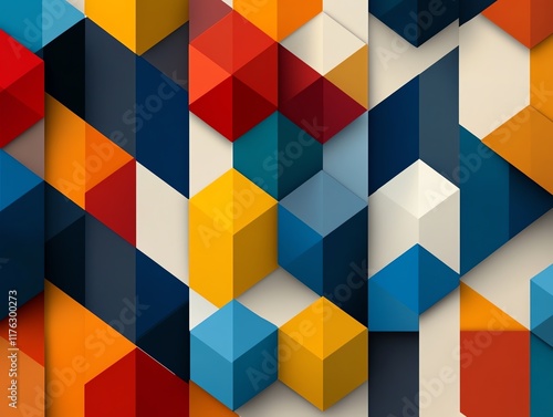 Geometric cube patterns with subtle color variations, dynamic depth and style photo