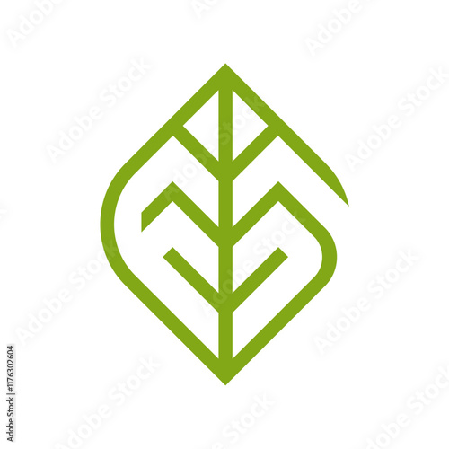 Letter G Green Tea Matcha Leaf Logo Design