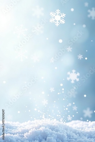 Wallpaper Mural Snowflakes gently falling on white background, winter scene, snow Torontodigital.ca