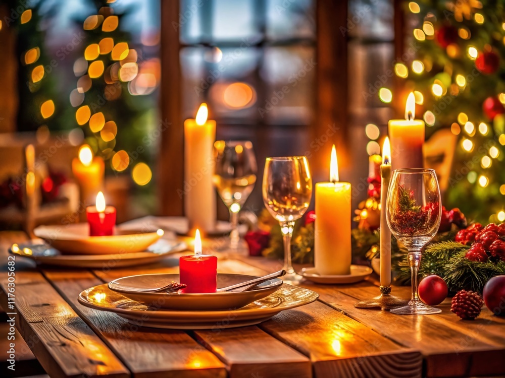 Romantic Candlelit Dinner, Intimate Table Setting, Cozy Ambiance, Warm Lighting, Date Night Romantic Candlelit Dinner, Intimate Table Setting, Cozy Ambiance, Warm Lighting, Date Night