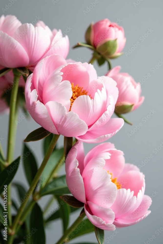 Pastel pink peonies in a lush floral arrangement, soft focus background, pastel colors, feminine Pastel pink peonies in a lush floral arrangement, soft focus background, pastel colors, feminine