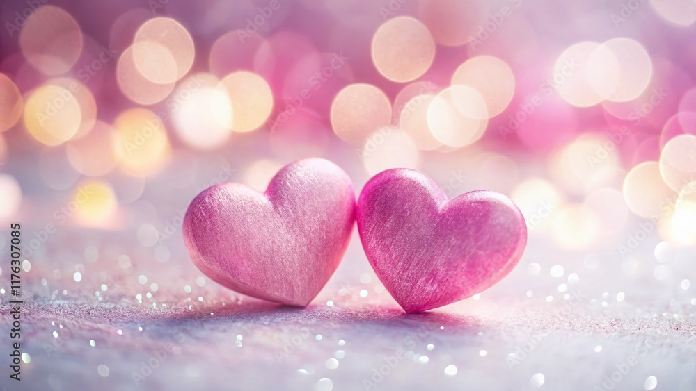 Romantic Pink Hearts Bokeh Background - Valentine's Day Stock Photo Romantic Pink Hearts Bokeh Background - Valentine's Day Stock Photo