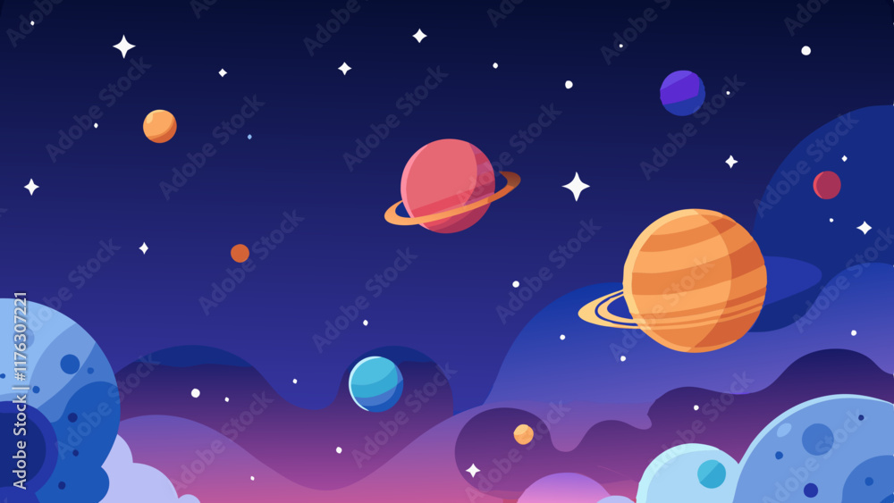 Galaxy-inspired celestial pattern with dreamy planets and radiant stars.
Galaxy-inspired celestial pattern with dreamy planets and radiant stars.