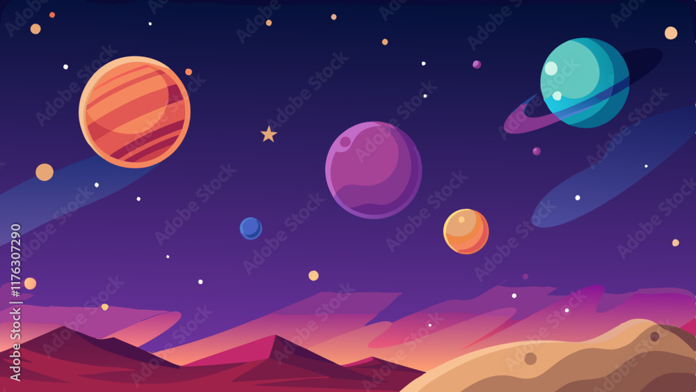 Fantasy-inspired seamless pattern of planets, starry skies, and nebulae.
Fantasy-inspired seamless pattern of planets, starry skies, and nebulae.