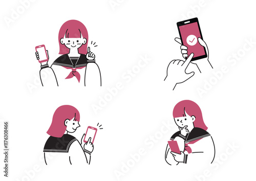 スマホを操作する女子高生