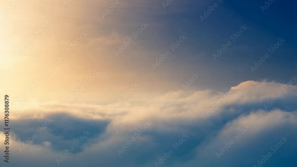 Golden Hour Cloudscape: Aerial View of Serene Clouds at Sunset Golden Hour Cloudscape: Aerial View of Serene Clouds at Sunset