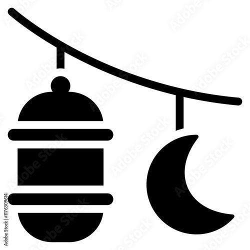 ramadan lantern icon with glyph style. Suitable for website design, logo, app, UI and etc. Based on the size of the icon in general, so it can be reduced.