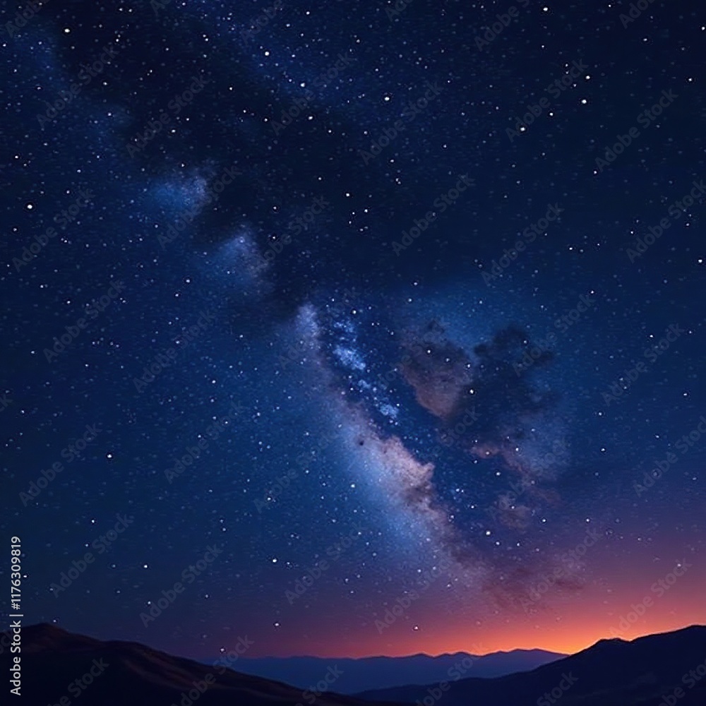 Fototapeta premium A vast expanse of darkness with twinkling stars above twilight, sky, space