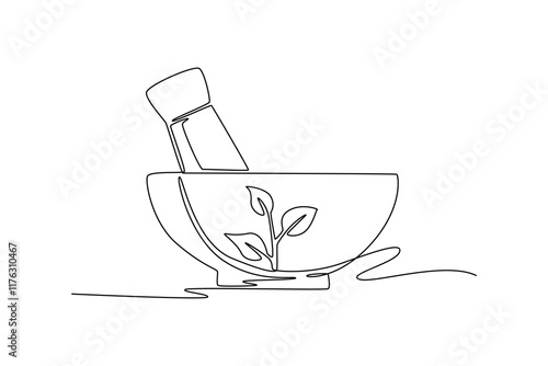 Homeophaty concept. Single line draw design vector graphic illustration. photo