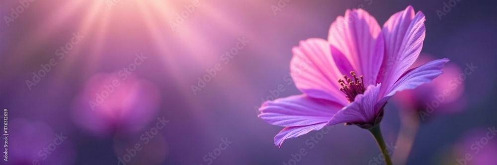 Delicate purple petals unfurl against a soft focus background, colors, blooming Delicate purple petals unfurl against a soft focus background, colors, blooming