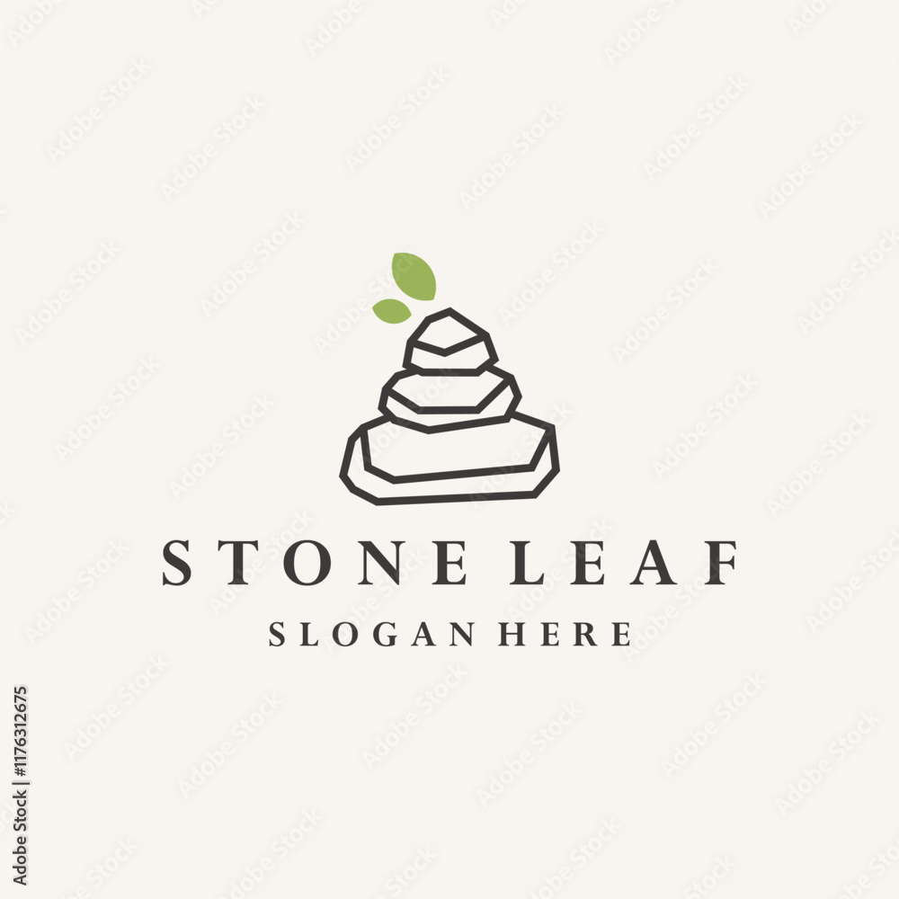 stone combination leaf icon logo design inspiration stone combination leaf icon logo design inspiration